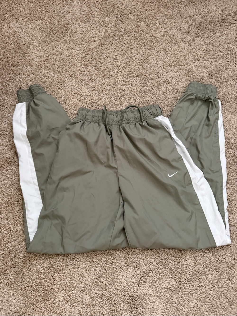 Nike Kids Olive Track Pants with White Side Panels